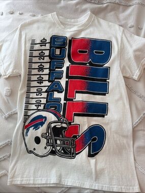 Junk Food Clothing White Buffalo Bills Graphic Tee - Red & Blue